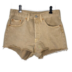 Levi’s 501 High Rise Cutoff Shorts W27 Beige Denim Frayed Hem Waterless